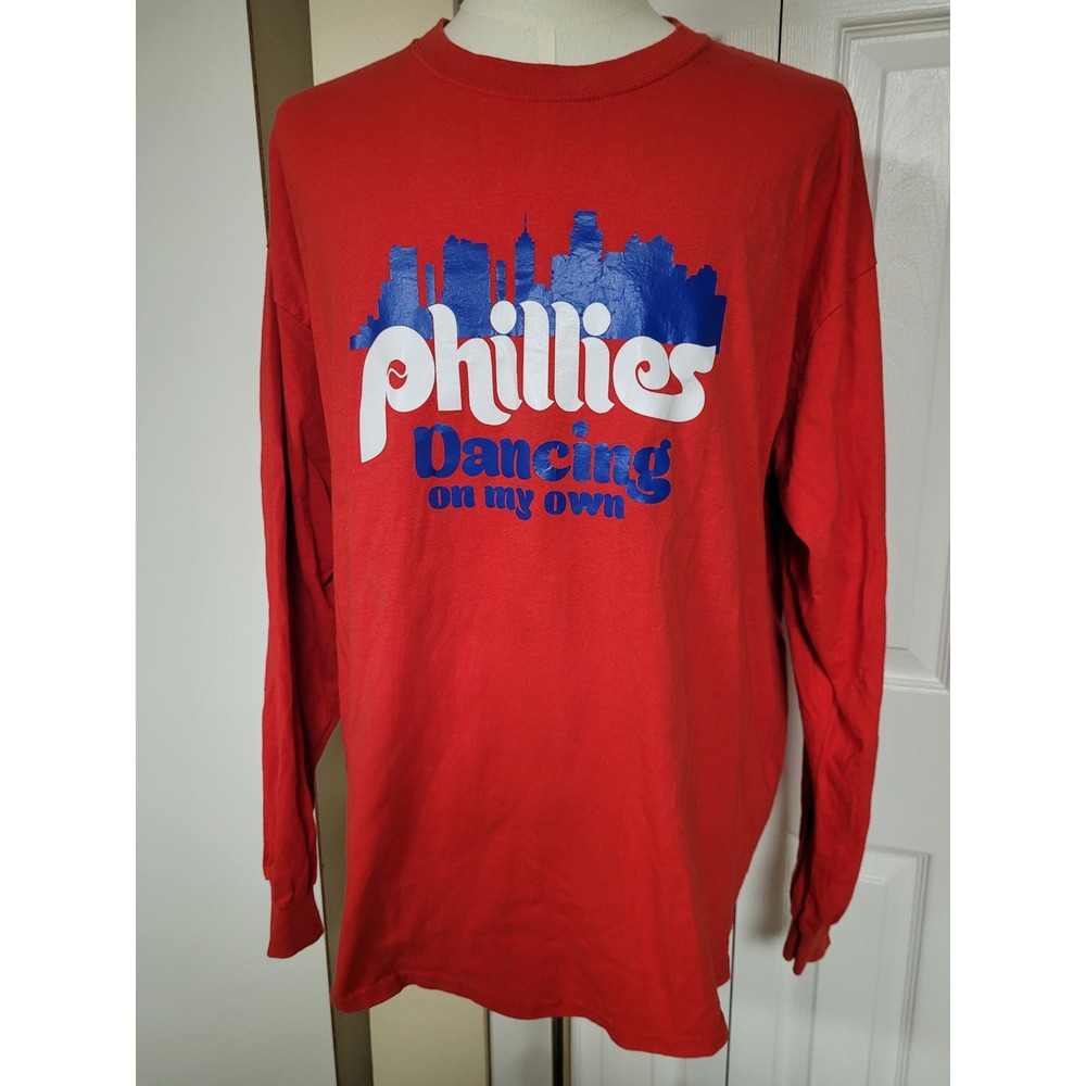 Philadelphia Phillies Dancing On My Own Red Long Sleeve Shirt Mens Size XXL